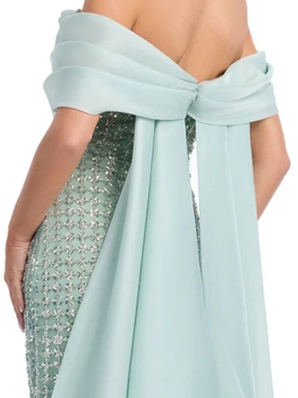 NWT Ashley Lauren 12020 Organza Cape Mother of the Bride Dress Sage size 16 - Picture 4 of 6